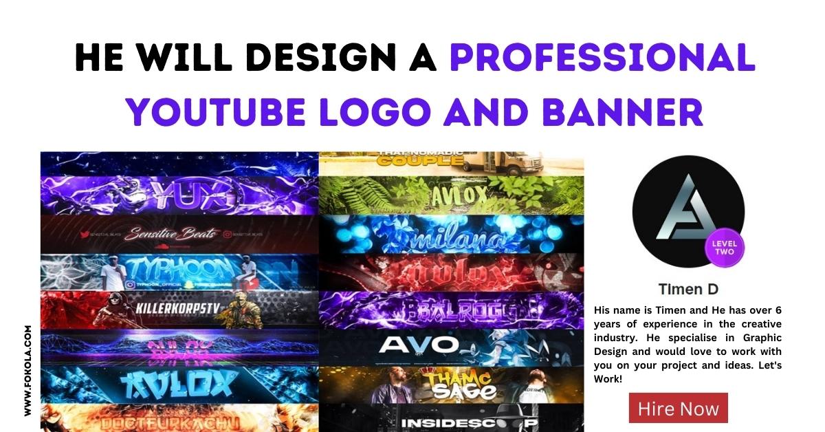 Vibrant YouTube Logo and Banner Design by Expert Graphic Designer