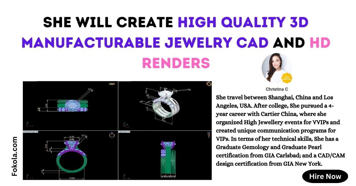 Exquisite 3D Jewelry CAD Designs by Experienced Designer Christina – Bridging Artistry and Technology in Jewelry Manufacturing